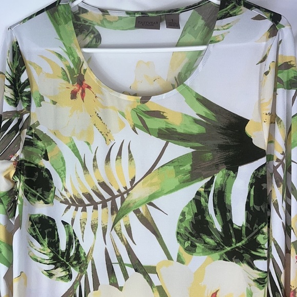 Easywear by Chico's tropical casual 3/4 sleeve blouse Sz 1 (M) - Picture 4 of 11